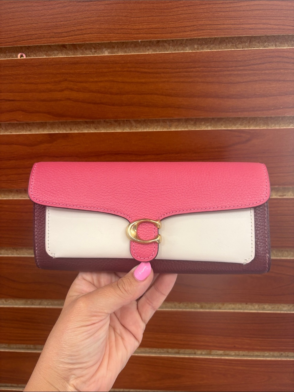 Coach Tabby Long wallet pink/cream/gold toned hardware